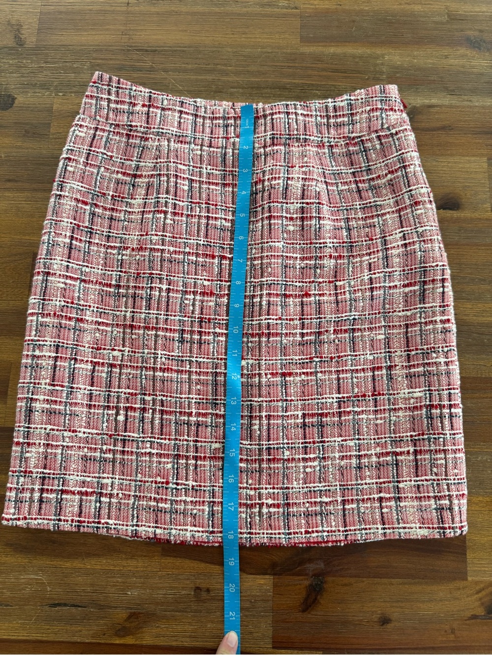 kate spade Red and White Plaid Tweed Pencil Skirt